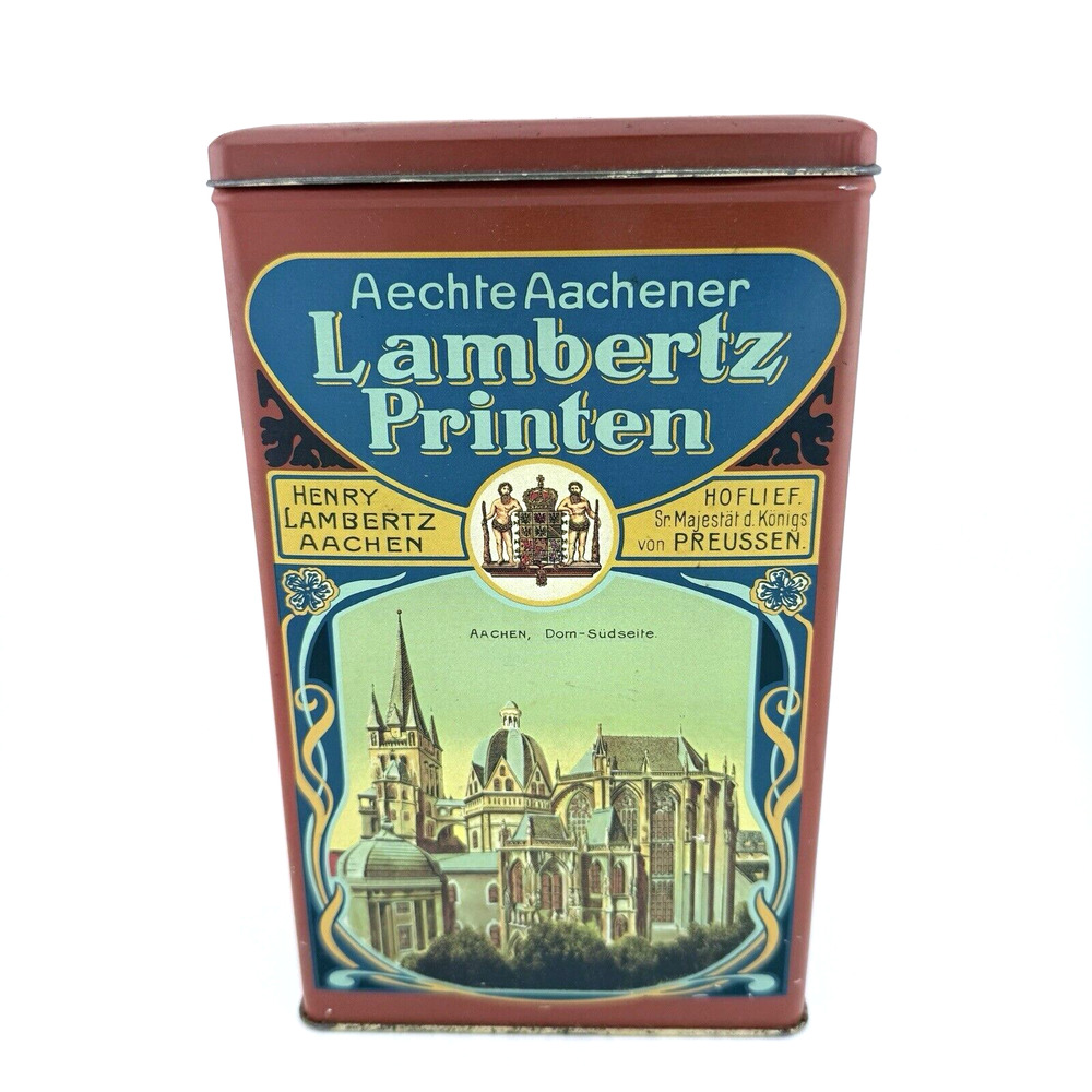 VTG Lambertz Printen Cookie Tin Empty Made In West Germany Aechte Aachener